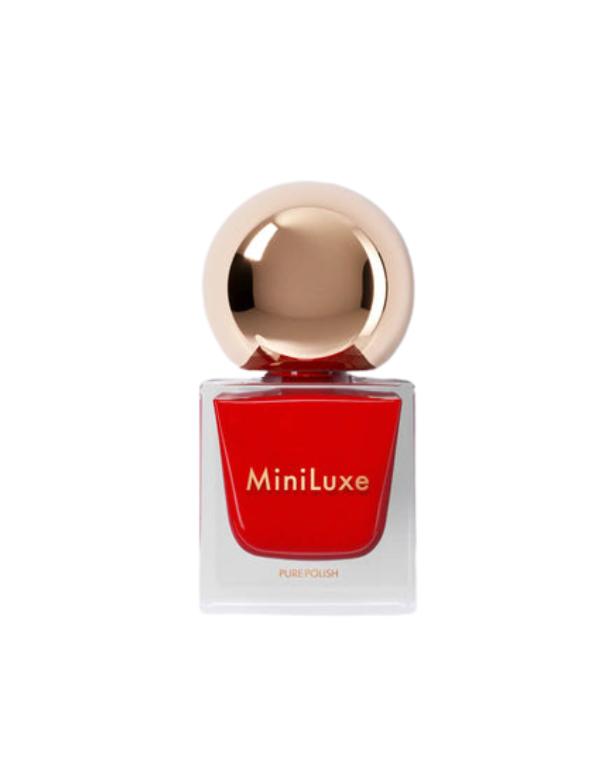 A bottle of Poppy Red miniluxe nail polish.