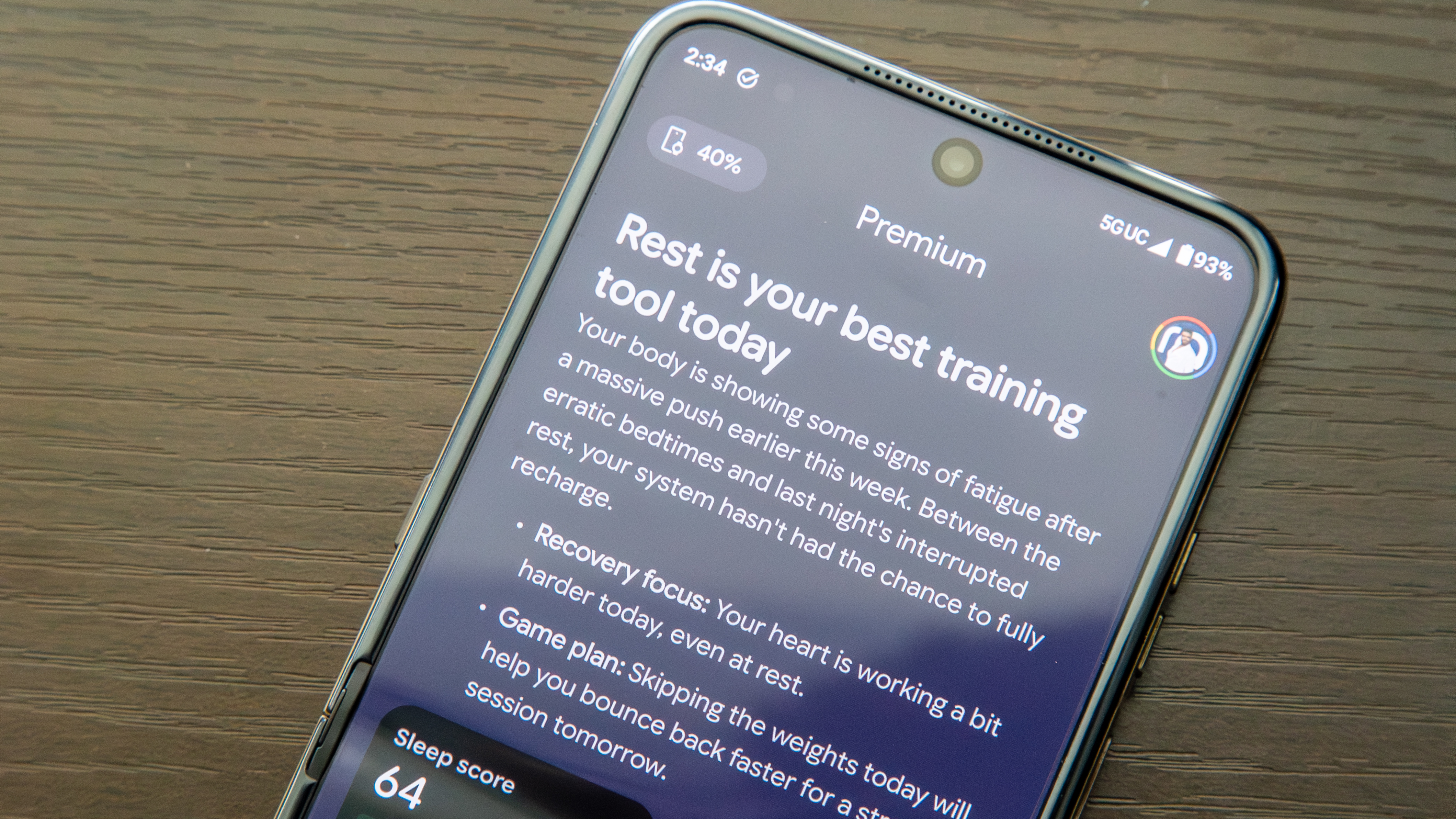 Google Health app Sleep tab message