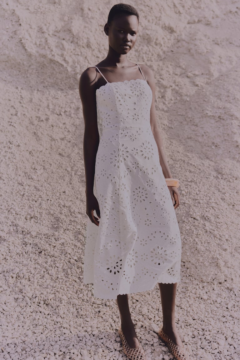 Tie-Strap Broderie Anglaise Dress