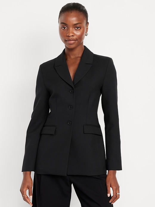 Fitted Button-Front Blazer