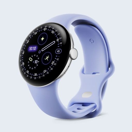 A leaked Pixel Watch 4 rendering in an Iris color for its 41mm option.