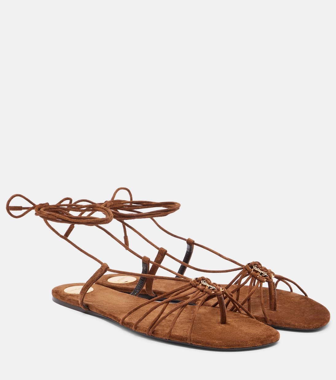 Babylone Suede Sandals in Brown - Saint Laurent