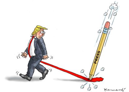 Political cartoon U.S. Trump press