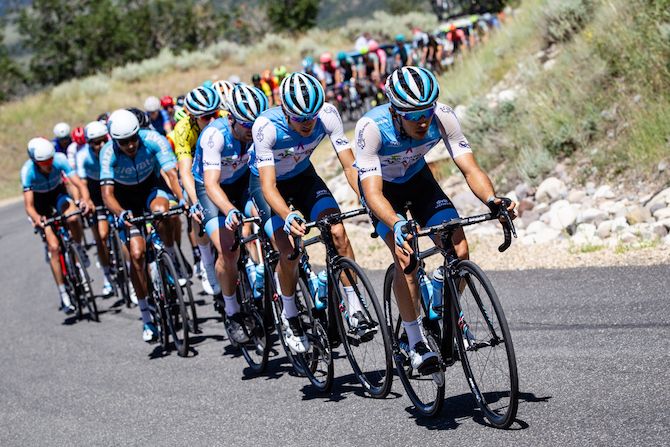 Israel Cycling Academy lead the peloton on stage 6 of the 2019 Tour of Utah