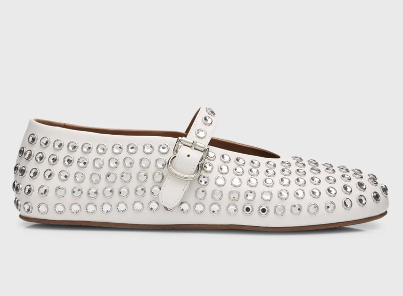 Ala&amp;iuml;a, Leather Mary Jane Flats With Allover Studs