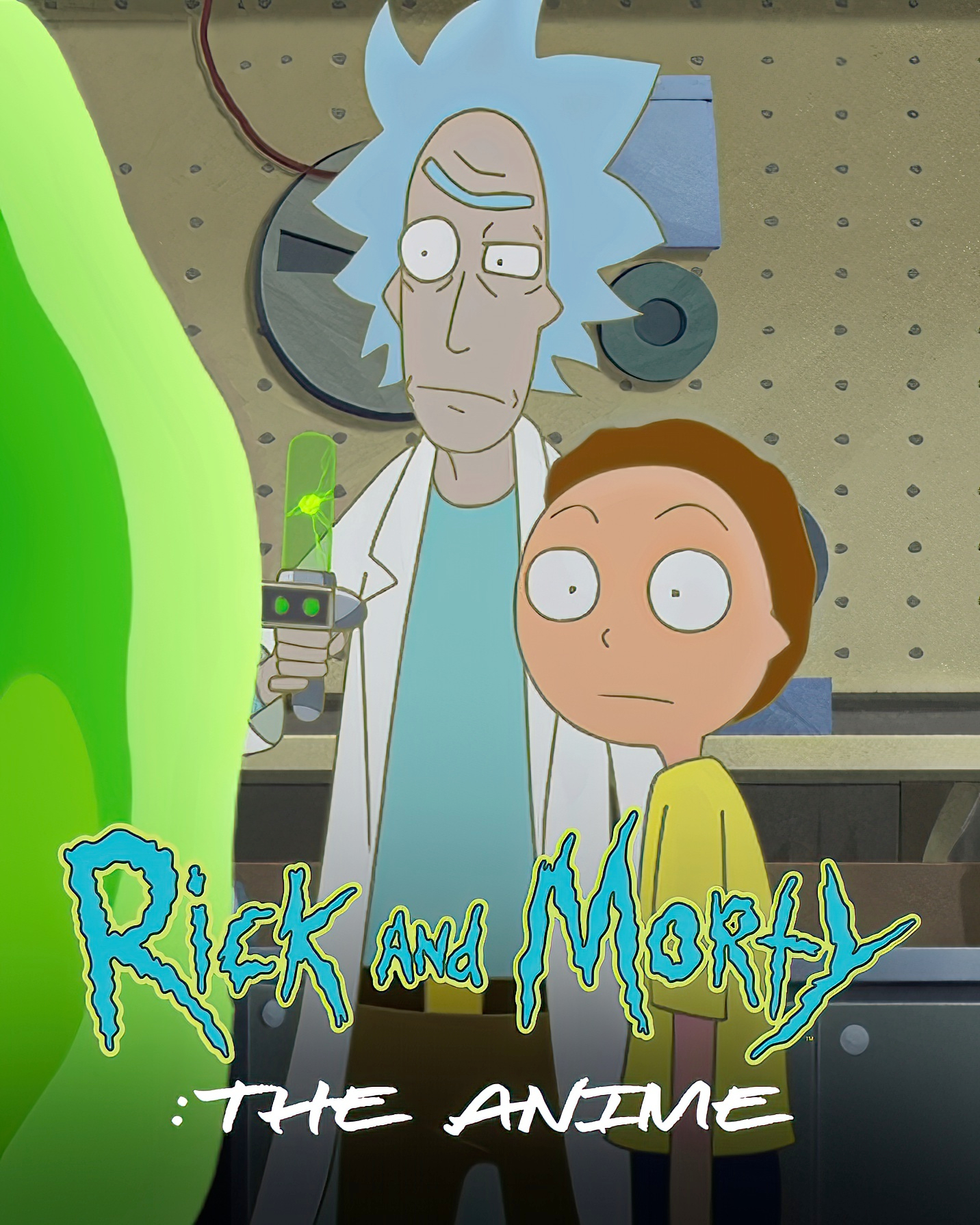 Rick and Morty The Anime poster sees Rick and Morty with different faces