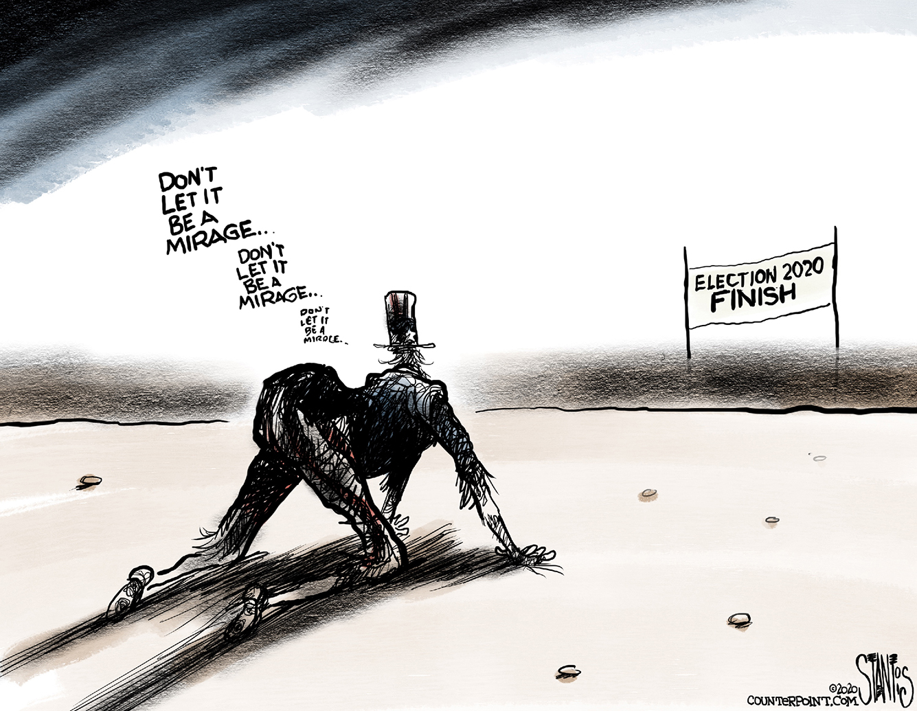 Political Cartoon U.S. Trump Biden 2020 
