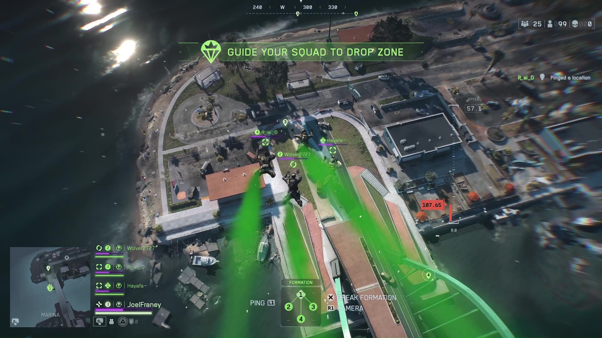 Players drop to a location in Battlefield Redsec