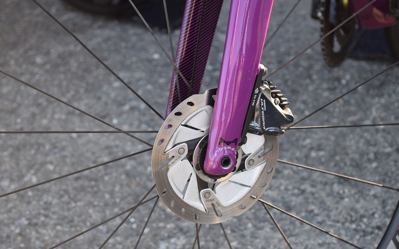 140mm Shimano Ultegra rotors were used on some of the Valcar Cylance Cannondales