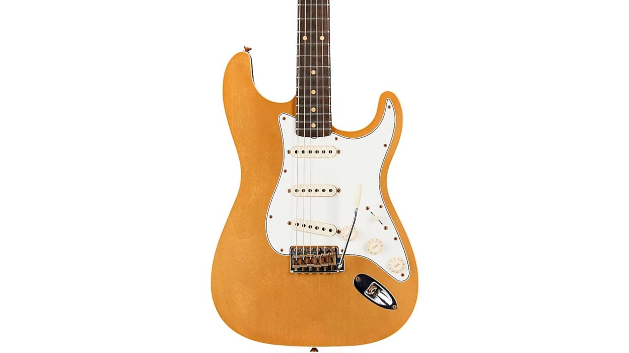 Fender Custom Shop Limited-Edition Double-Bound Stratocaster Journeyman Relic Electric Guitar in Aged Aztec Gold