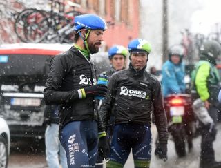 Sam Bewley after the cancellation of stage three of the 2016 Paris-Nice (Watson)