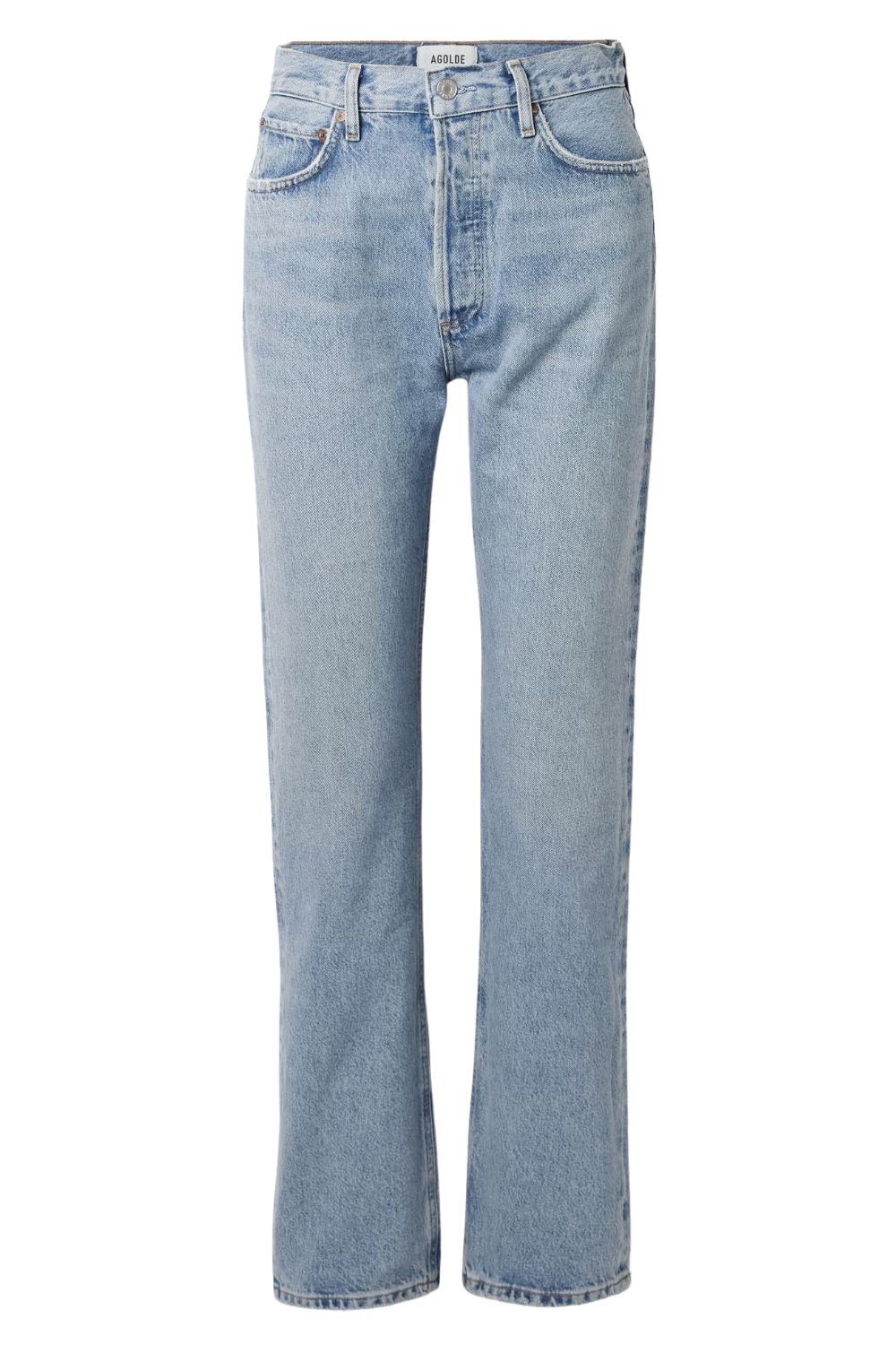 Agolde 90's Pinch Waist Long frayed high-rise straight-leg jeans