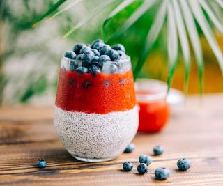 Chia seeds in fruit smoothie