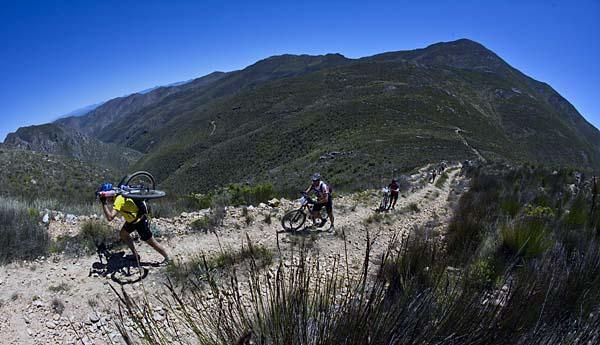 One technique was to throw your bike on your back and carry it. Another was to push it uphill.