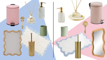 A mirror of affordable bathroom accessories against expensive lookalikes