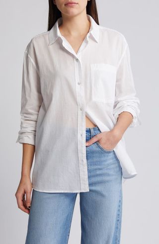 Cotton Voile Button-Up Shirt