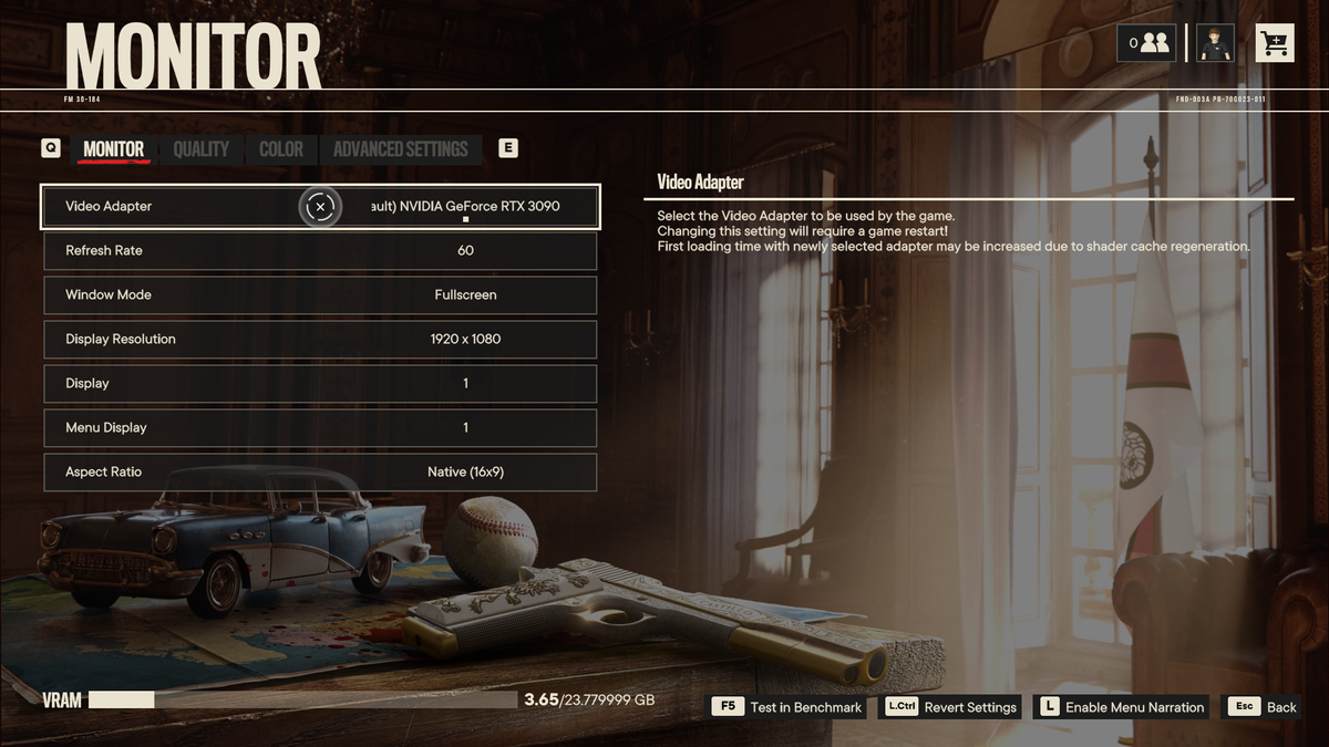 Far Cry 6 settings menu screenshots