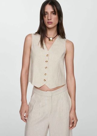 Striped Linen Waistcoat - Women