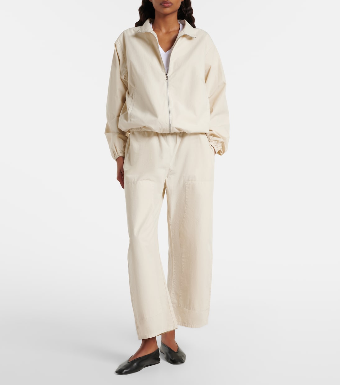 Kyoto Cropped Cotton Wide-Leg Pants in White - Leset