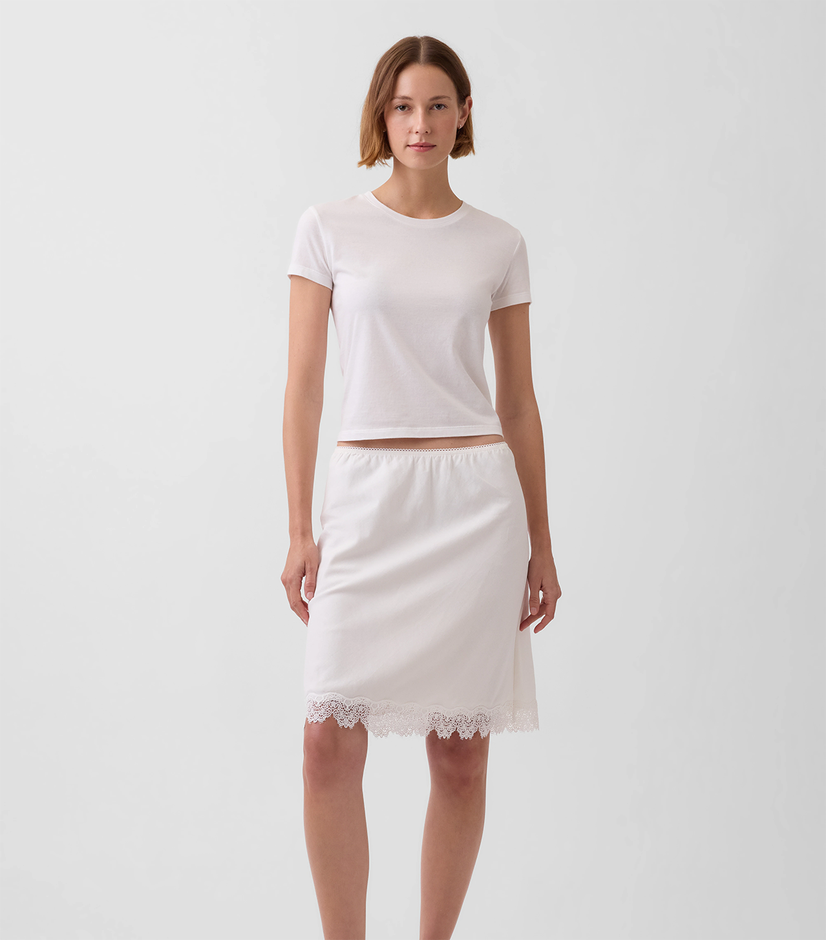 Gap, Linen-Blend Lace-Trim Skirt