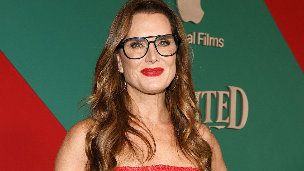 brooke shields wearing aviator sunglasses on red carpet