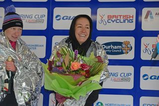 Dani King was borderline hypothermic as she appeared on the Tour of the Reservoir podium