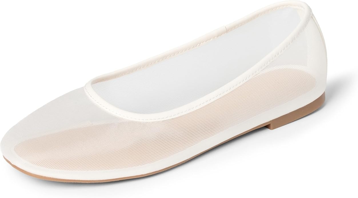 The Drop, The Drop Women's Pepper Ballet Flat With Bow, White Mesh, 8.5