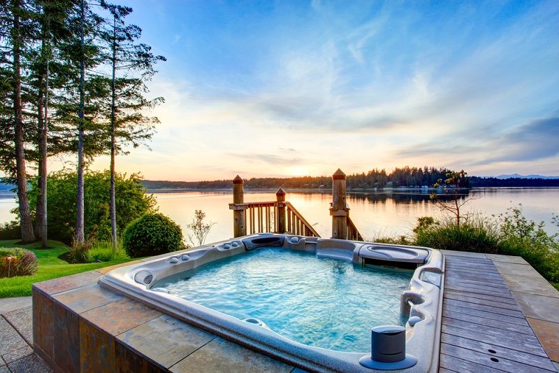 An outdoor hot tub.