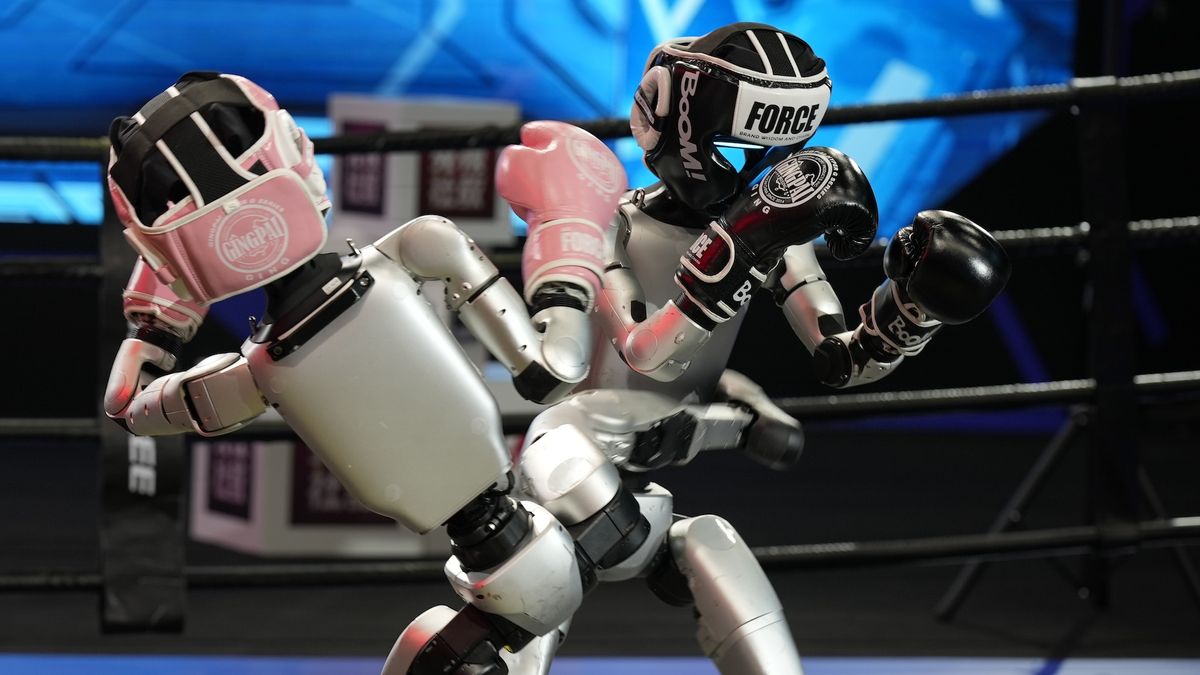 China pits rival humanoids against each other in world's first 'robot boxing tournament'