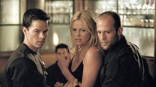 (L to R) Mark Wahlberg, Charlize Theron and Jason Statham in The Italian Job
