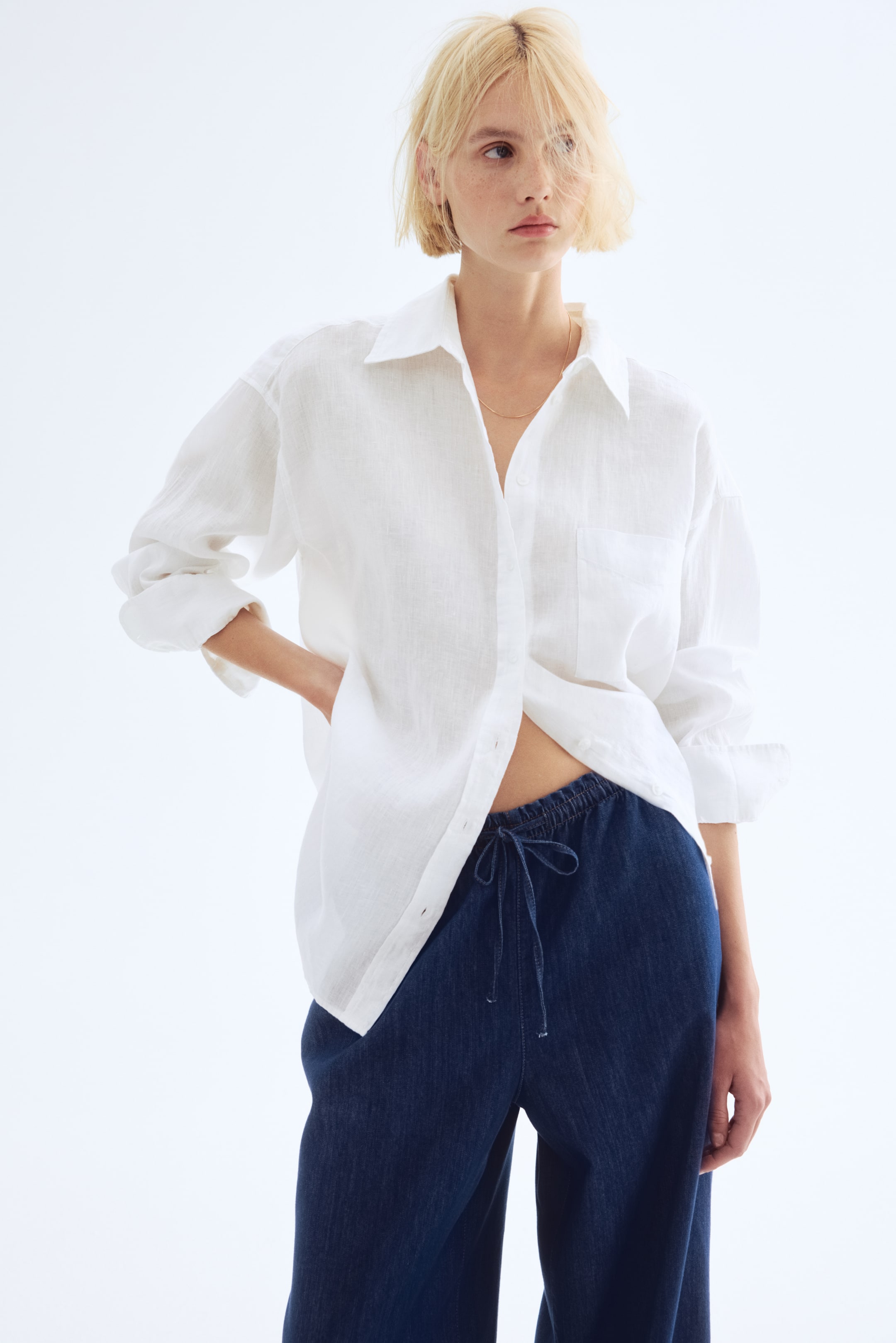 Oversized Linen Shirt - White