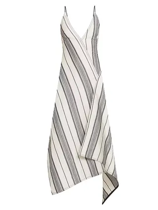 Linen-Cotton Striped Maxi Dress