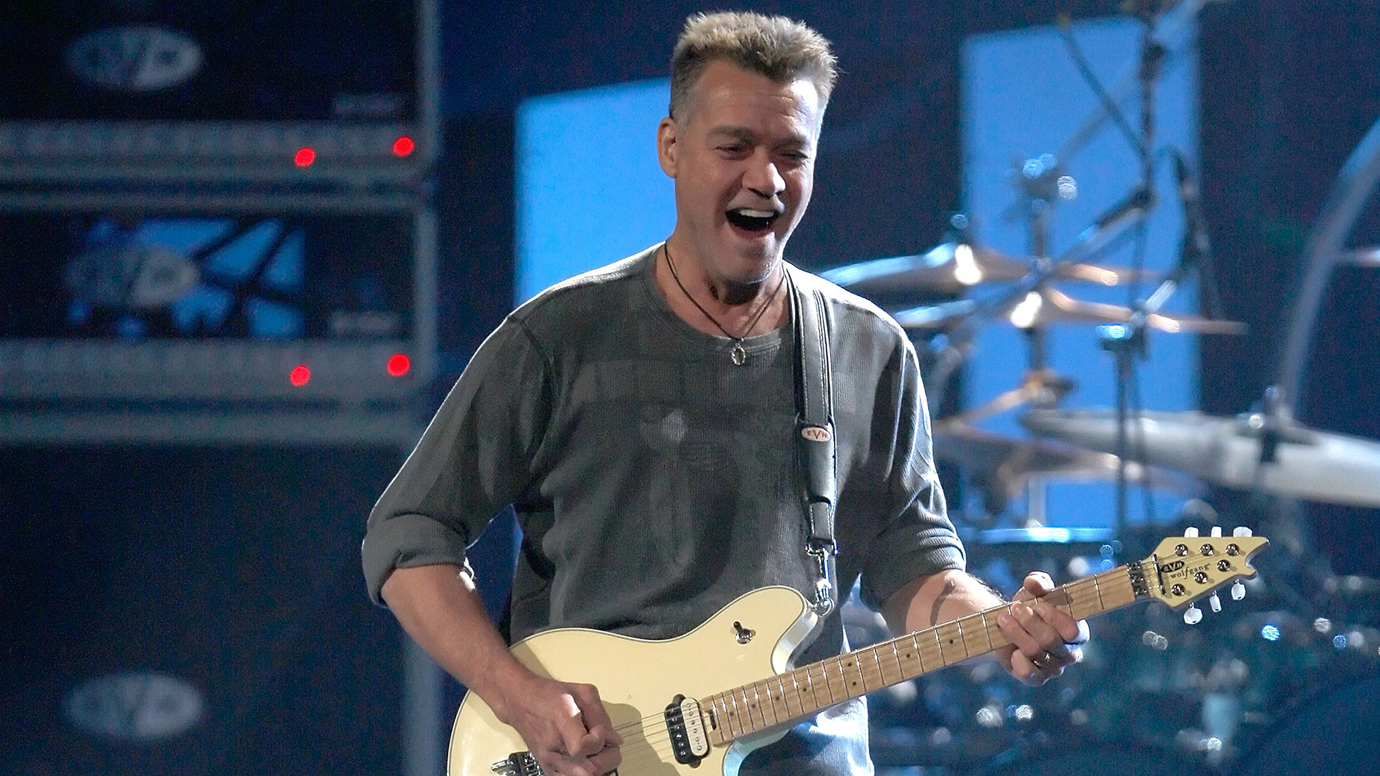 Musician Eddie Van Halen performs during the Van Halen concert at the Izod Center May 13, 2008 in East Rutherford, New Jersey