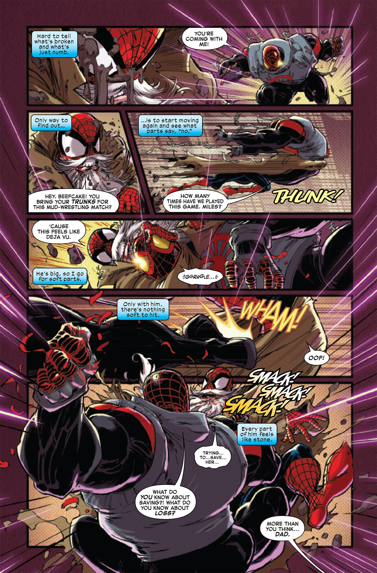 Peter Parker y Miles Morales están enfrascados en una pelea sanguinaria en Spider-Man: Reign 2 #4