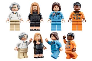 Astronomer Nancy Grace Roman, computer scientist Margaret Hamilton and astronauts Sally Ride and Mae Jamison minifigures, as part of the Lego Ideas "Women of NASA" set.