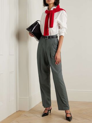 Gelso Pleated Tencel-Blend Straight-Leg Pants