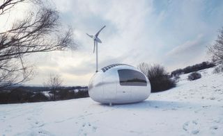 Ecocapsule pictured on a snowy hill