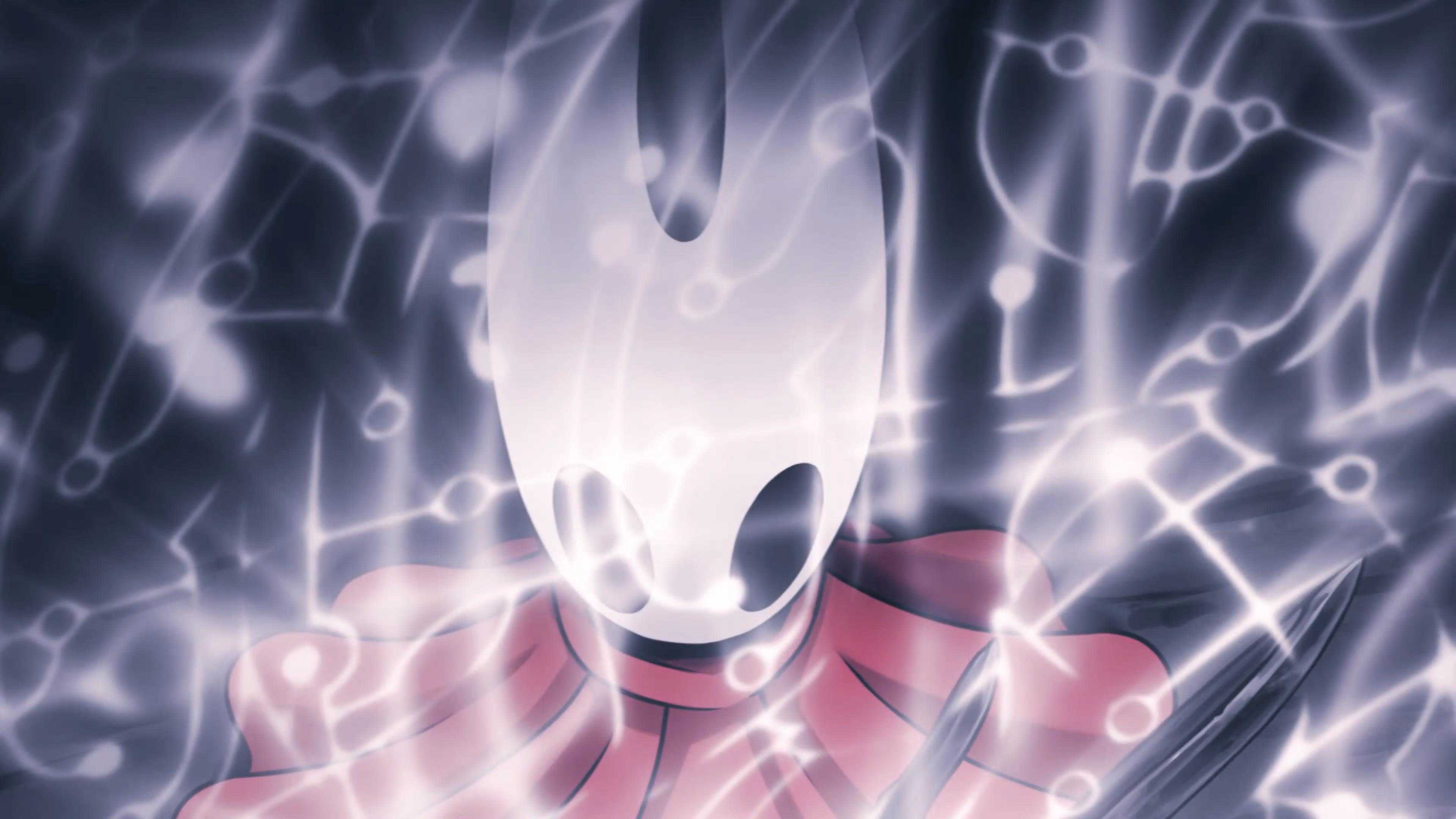 Hollow Knight: Silksong screenshot of Hornet behind white runes