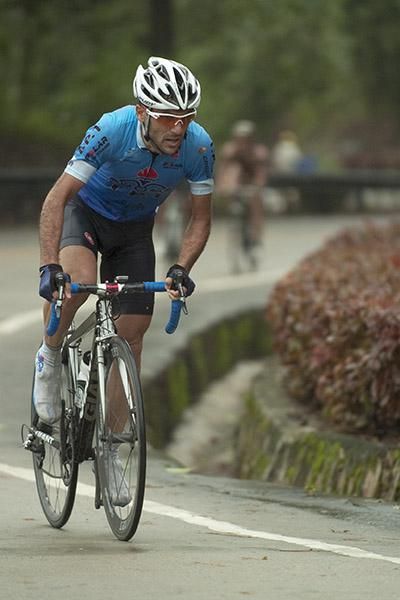 Ghader Mizbani (Tabriz Petrochemical) from Iran on one of the many climbs during stage eight of the tour.