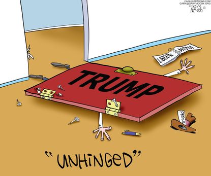 Political Cartoon U.S. Donald Trump unhinged media GOP