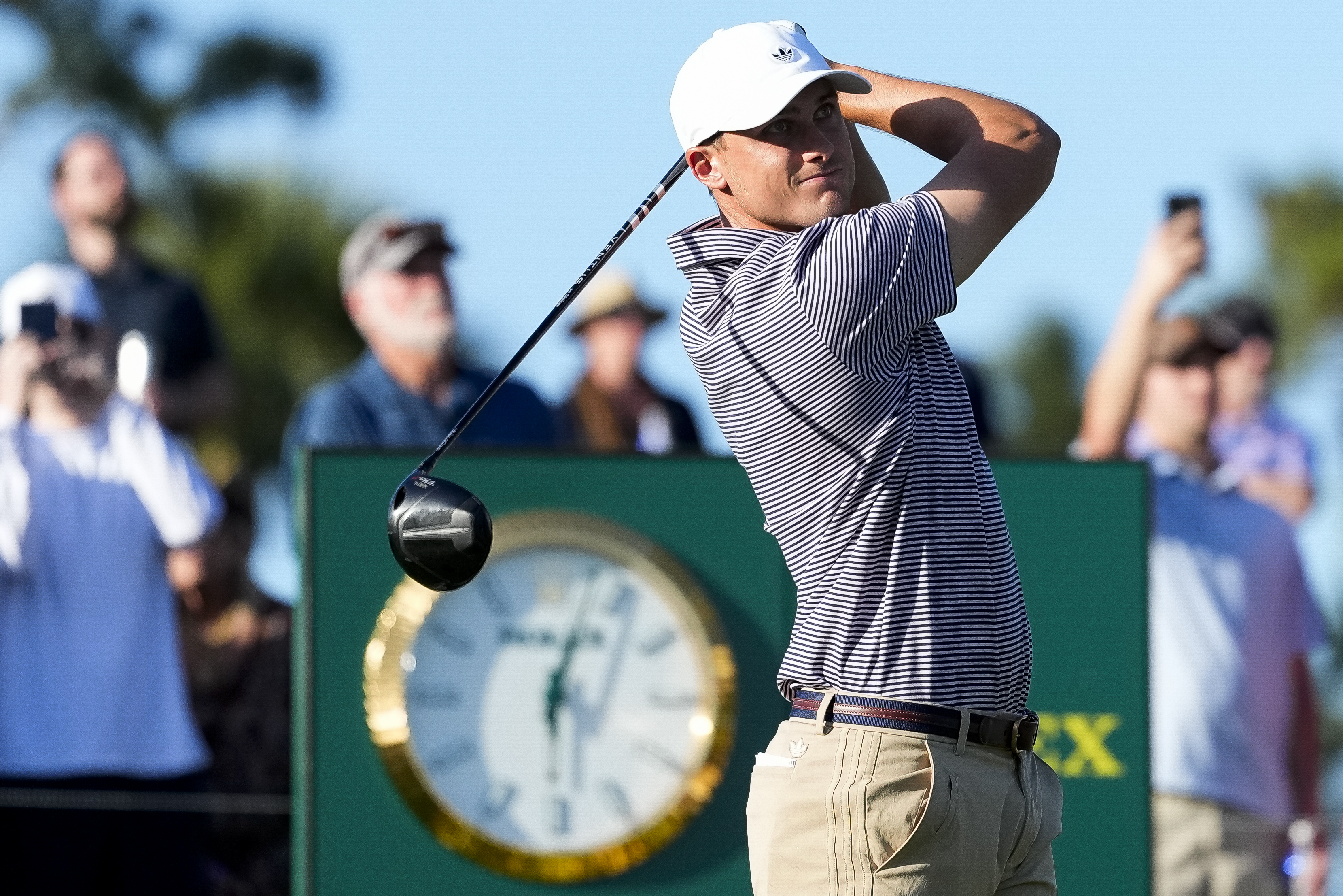 Ludvig Aberg hits a driver off the tee