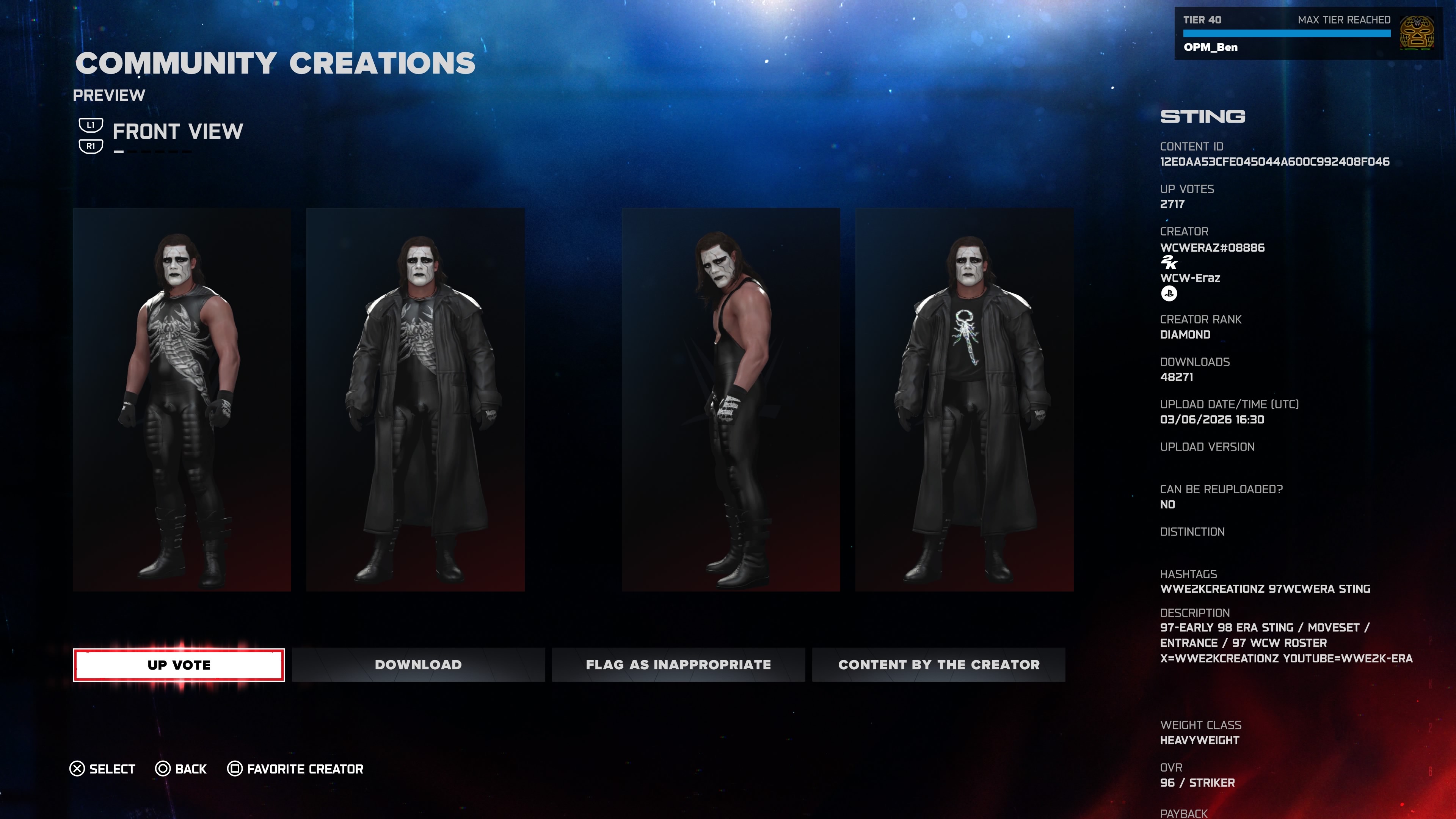 This Sting CAW is the start of your WCW-themed Universe mode