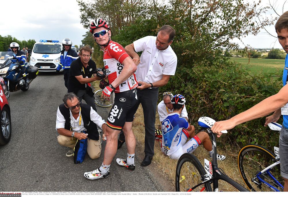 Andre Greipel was involved in the stage 14 crash.