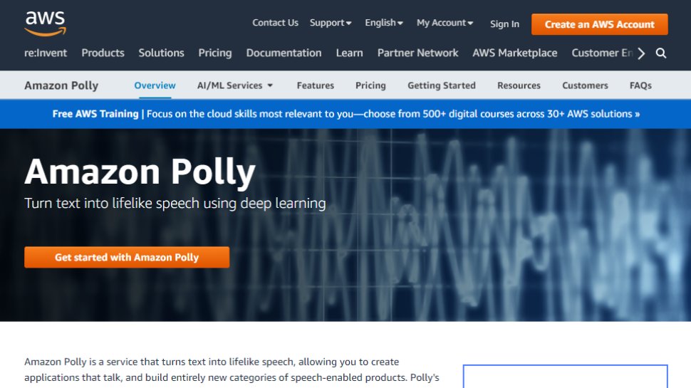 Website screenshot for Amazon Polly