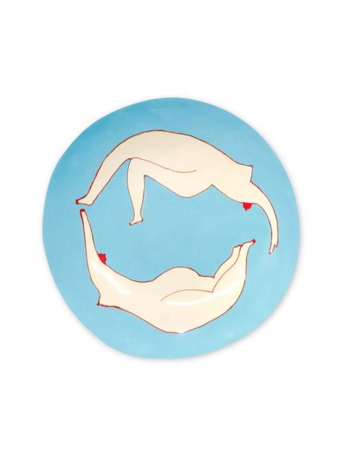 Swimmers Hand-Painted Stoneware Fruit Platter 
