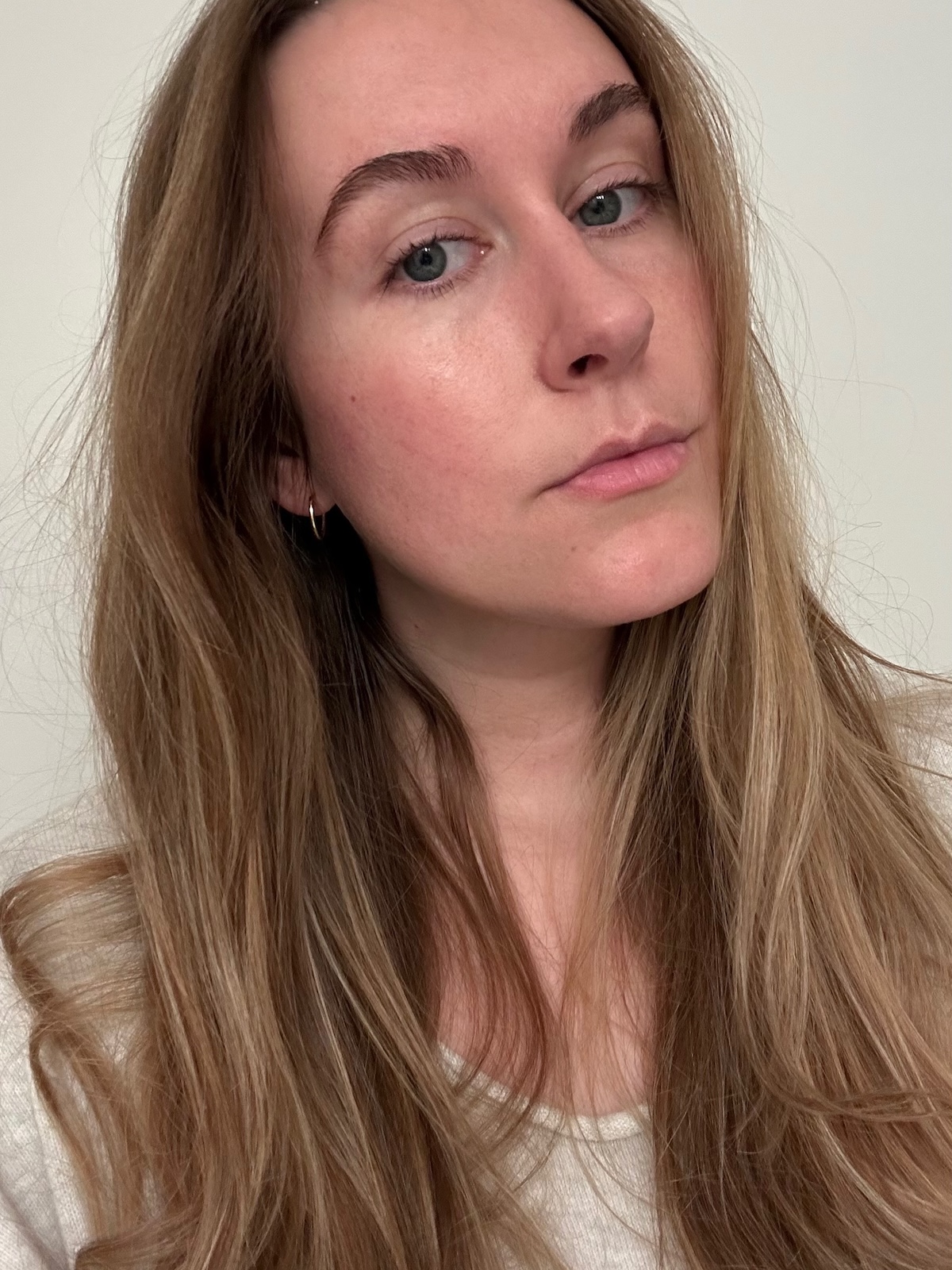 Beauty editor Kaitlyn McLintock after applying Hanyul&#039;s Artemisia Soothing Gel Cream.