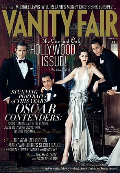 Vanity Fair Hollywood Issue cover - Anne Hathaway, Jake Gyllenhaal, James Franco, Ryan Reynolds, Olivia Wilde, Mila Kunis, Jennifer Lawrence, Noomi Rapace, see, pics, pictures, full, fold-out, Marie Claire