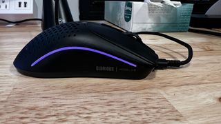 Glorious Model O2 wireless mouse bottom view
