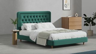 The 5 best Boxing Day mattress sales: The Simba hybrid mattress shown on a green bed frame