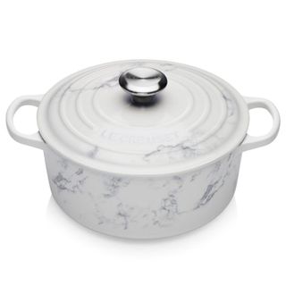 white marble textured cookware